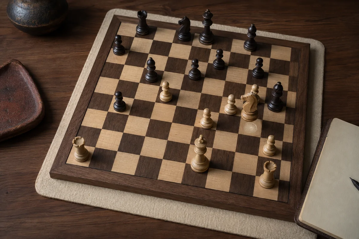 Editorial image illustrating a carved chess king, rook, and annotated coordinate board