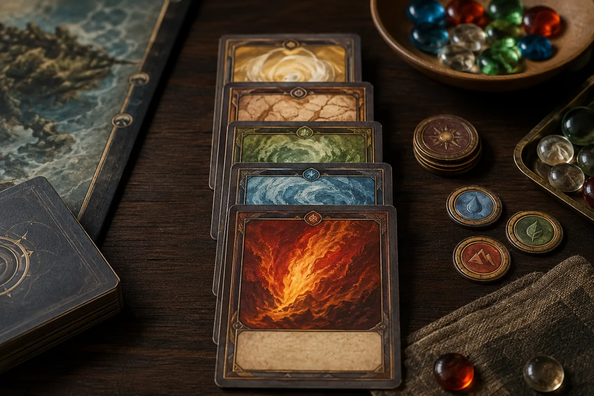 Editorial image illustrating fantasy trading cards layered in a visible sequence